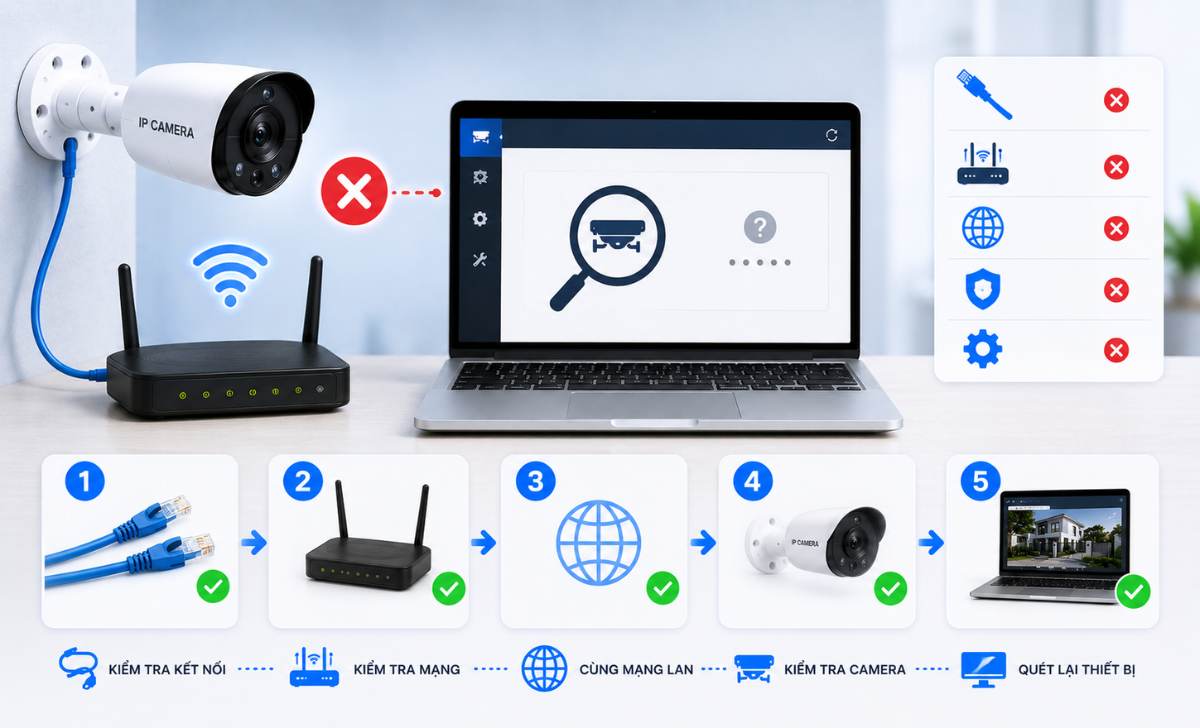 Cách Khắc Phục Lỗi Không Tìm Thấy IP Camera