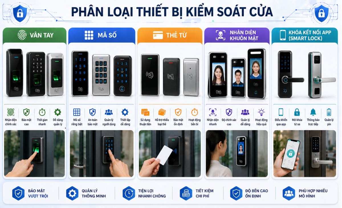 Các loại khóa cửa điện tử thông minh phổ biến