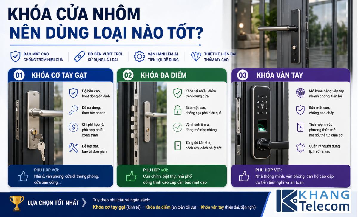 Khóa cửa nhôm nên dùng loại nào tốt?