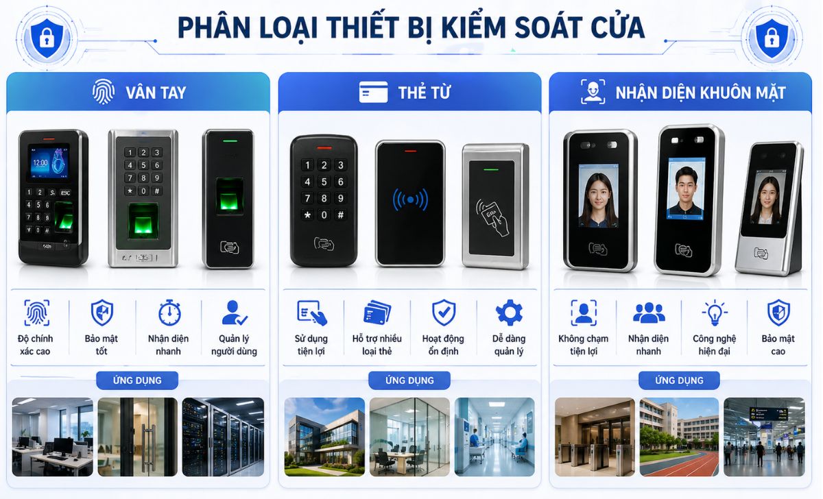 Phân loại thiết bị kiểm soát cửa phổ biến hiện nay