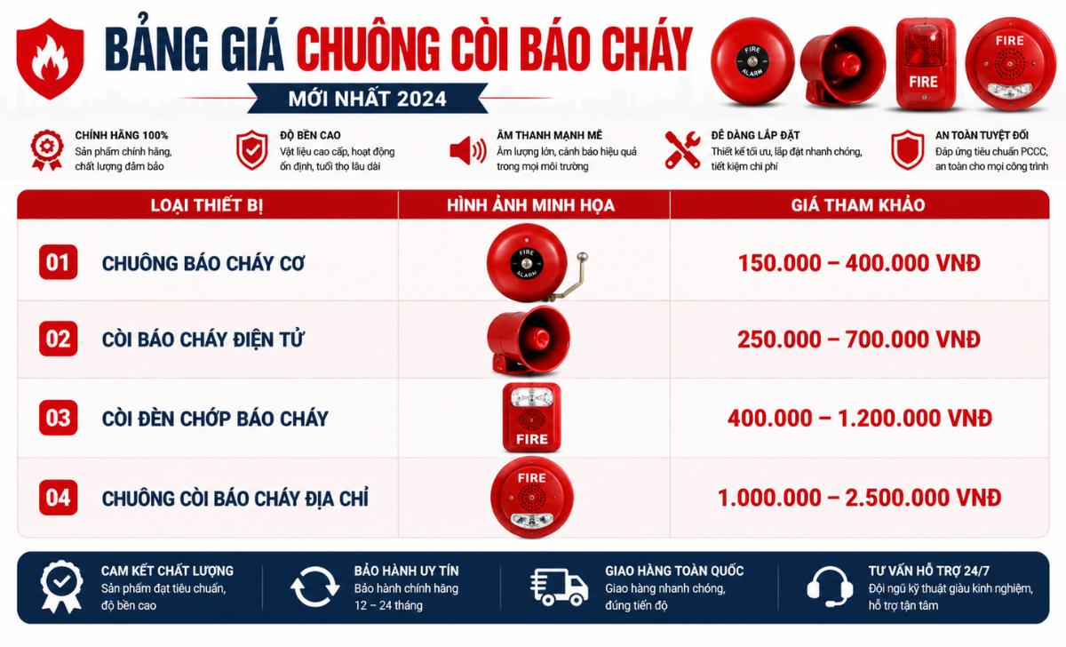 Bảng giá chuông còi báo cháy mới nhất