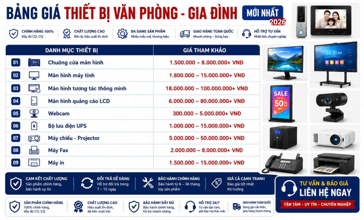Bảng giá thiết bị văn phòng – gia đình