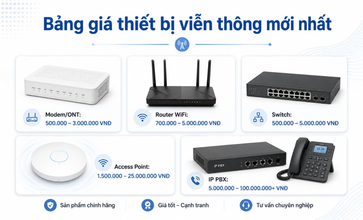 Bảng giá thiết bị viễn thông mới nhất