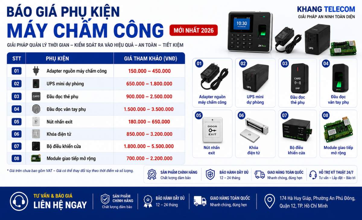 Báo giá phụ kiện máy chấm công