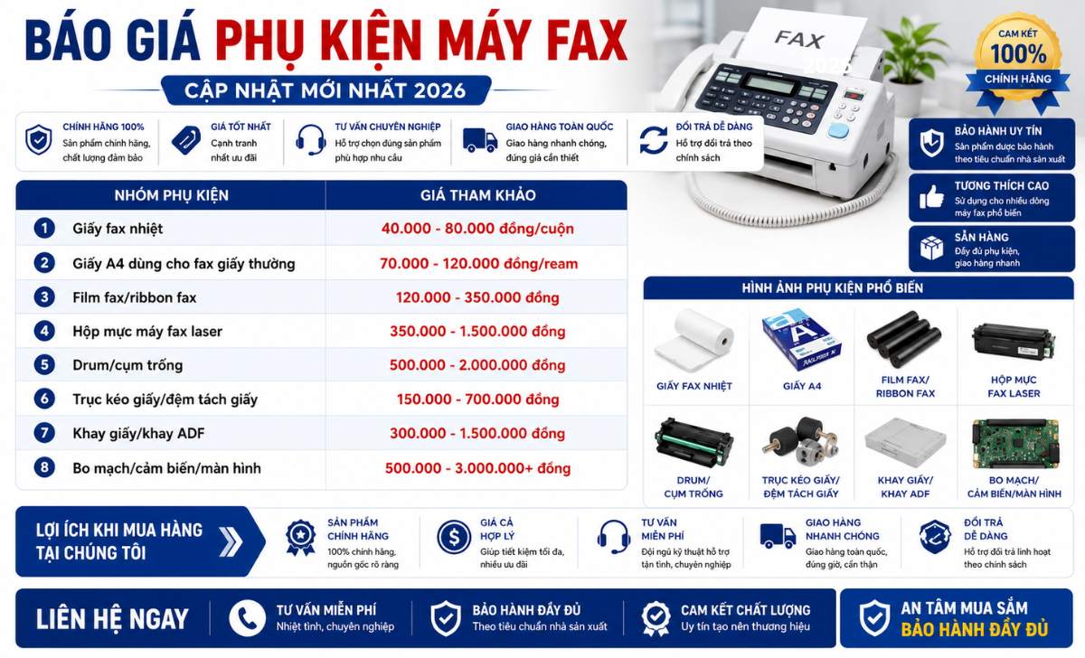 Báo giá phụ kiện máy fax mới nhất