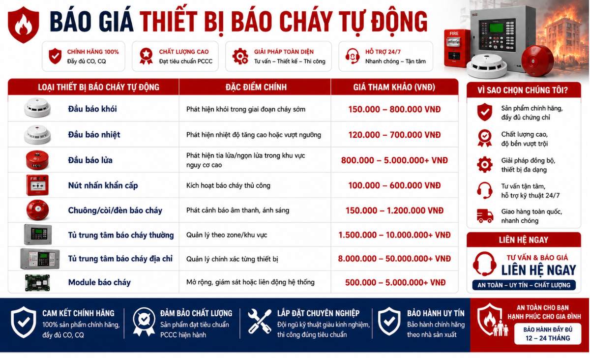 Báo giá thiết bị báo cháy tự động