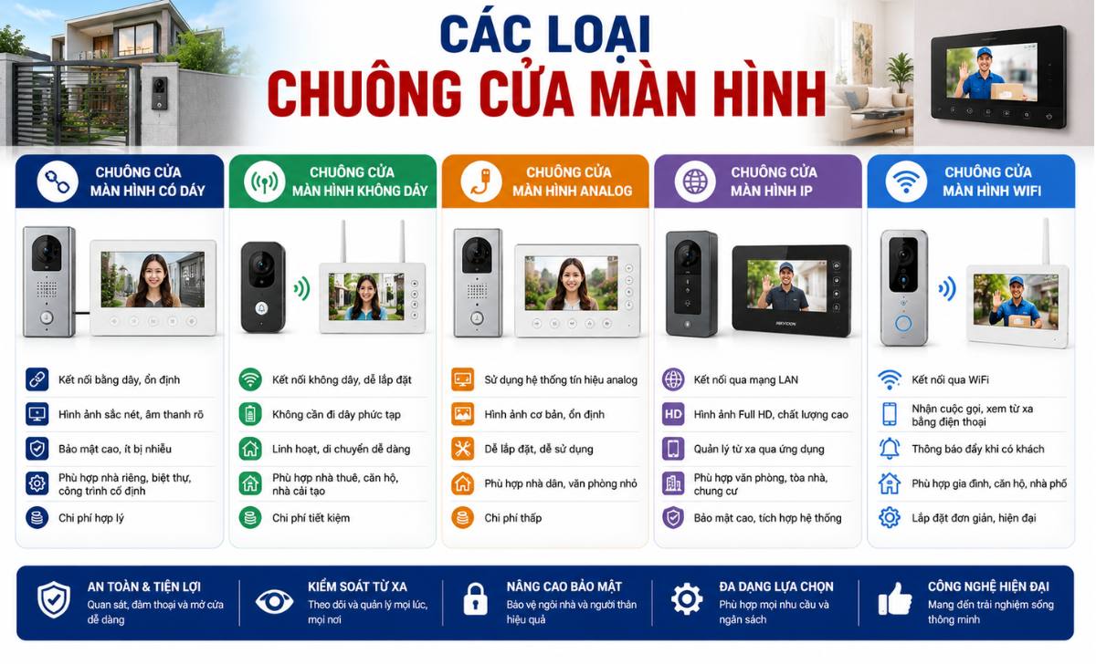 Các loại chuông cửa màn hình phổ biến