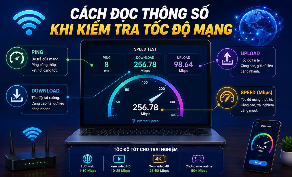 Cách Đọc Thông Số Khi Kiểm Tra Tốc Độ Mạng
