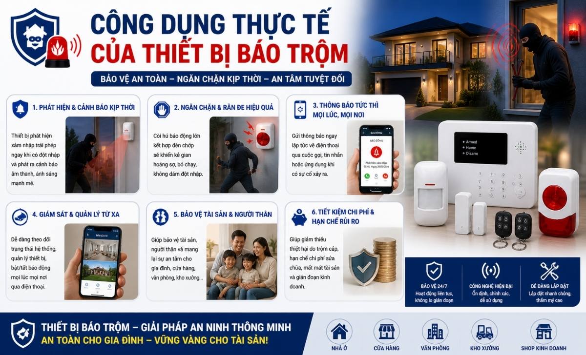 Công dụng thực tế của thiết bị báo trộm