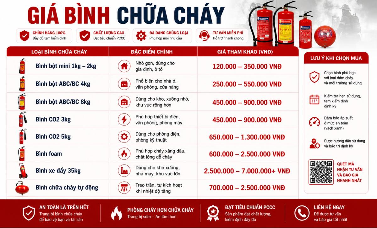 Giá bình chữa cháy hiện nay bao nhiêu?