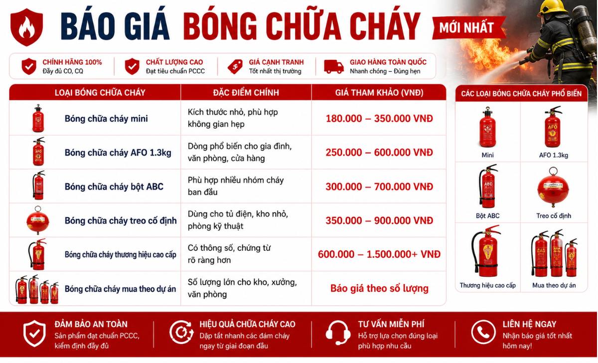 Giá bóng chữa cháy hiện nay bao nhiêu?