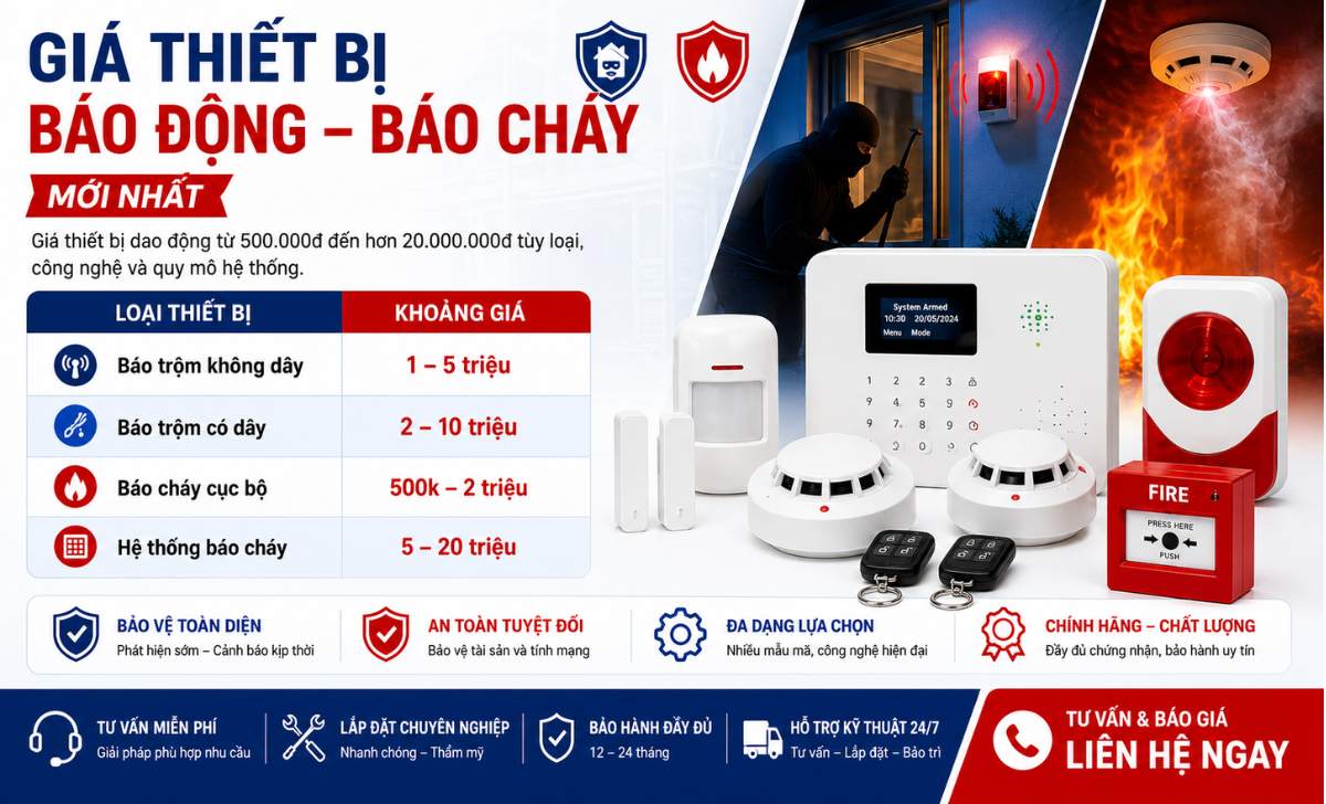 Giá thiết bị báo động – báo cháy mới