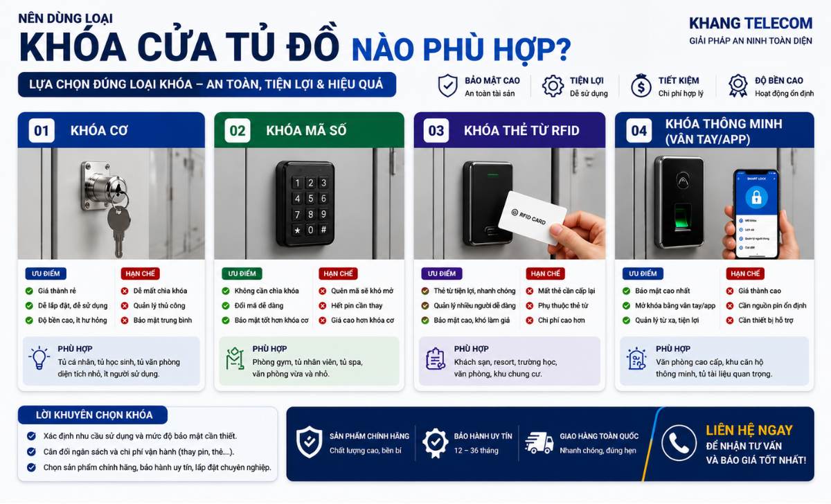 Nên dùng loại khóa cửa tủ đồ nào phù hợp?
