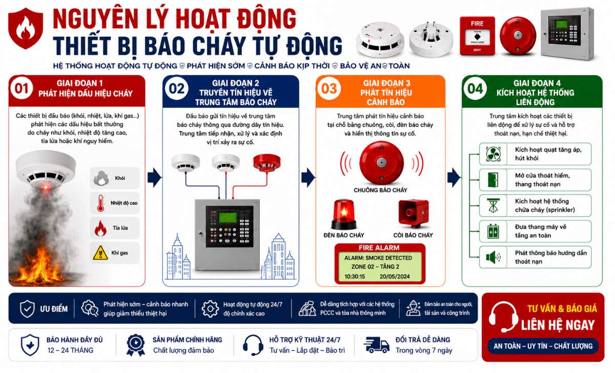 Nguyên lý hoạt động thiết bị báo cháy tự động