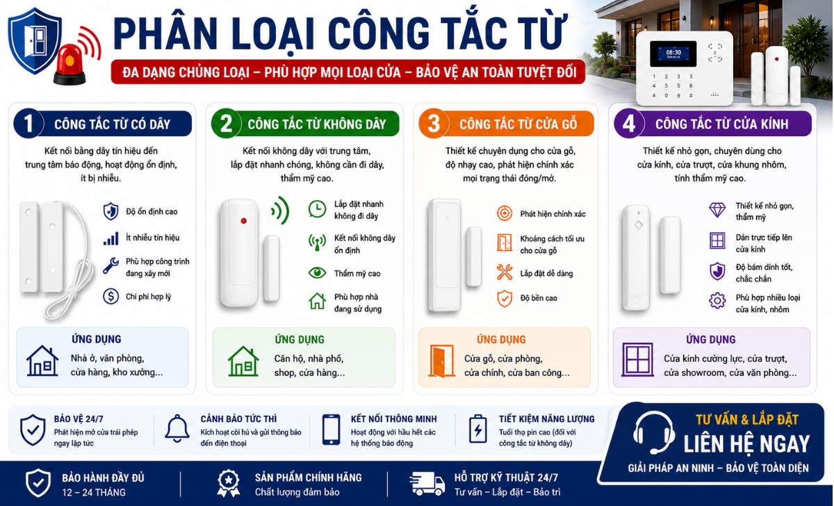 Phân loại công tắc từ phổ biến