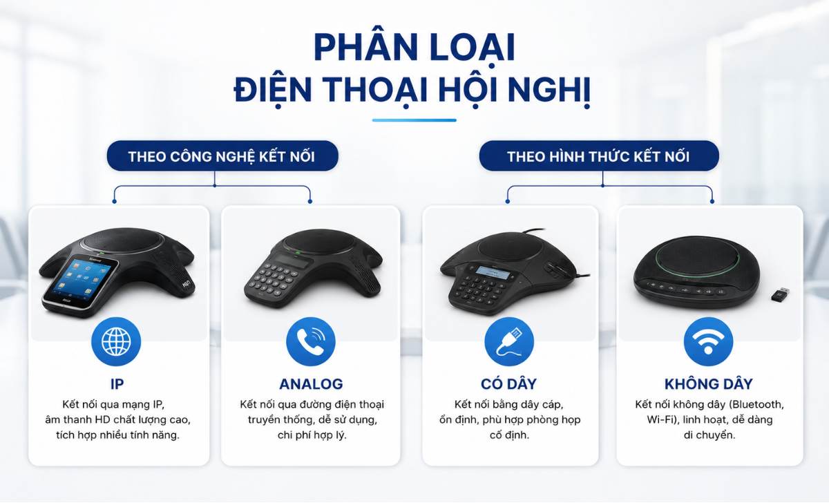 Phân loại điện thoại hội nghị phổ biến