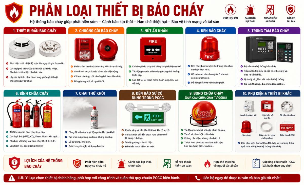 Phân loại thiết bị báo cháy