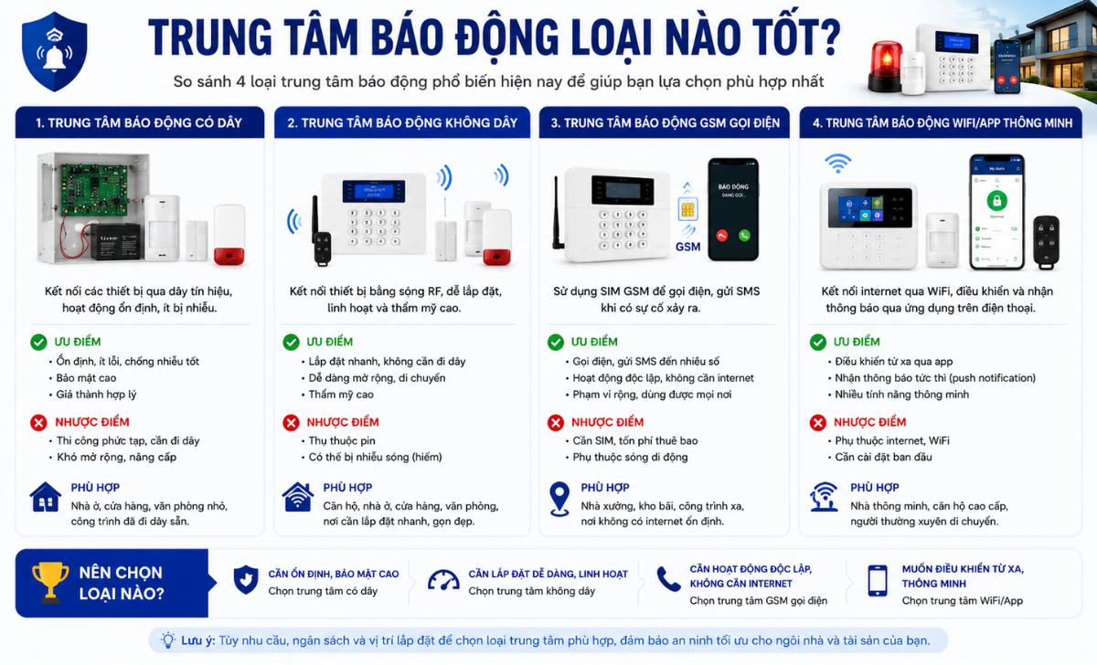 Trung Tâm Báo Động Loại Nào Tốt?