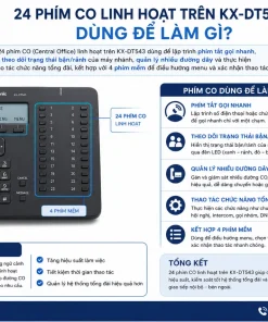 Điện Thoại Panasonic KX-DT543: LCD 3 Dòng, 24 Phím, Loa Ngoài
