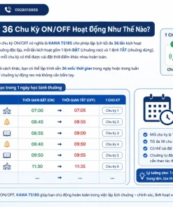 Công Tắc Hẹn Giờ KAWA TS18S: 36 Chu Kỳ, 1-99s, Chuông Điện