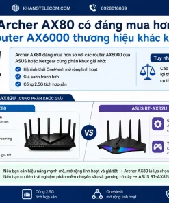 Router Wifi 6 TP-Link Archer AX80: AX6000, 2.5G, 160MHz, OneMesh