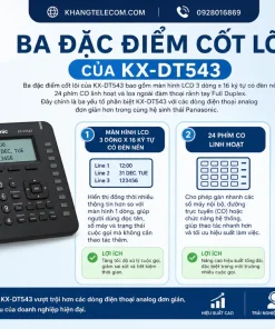 Điện Thoại Panasonic KX-DT543: LCD 3 Dòng, 24 Phím, Loa Ngoài
