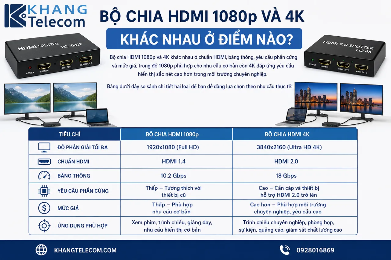 Bộ Chia HDMI 1080p Và 4K Khác Nhau Ở Điểm Nào?