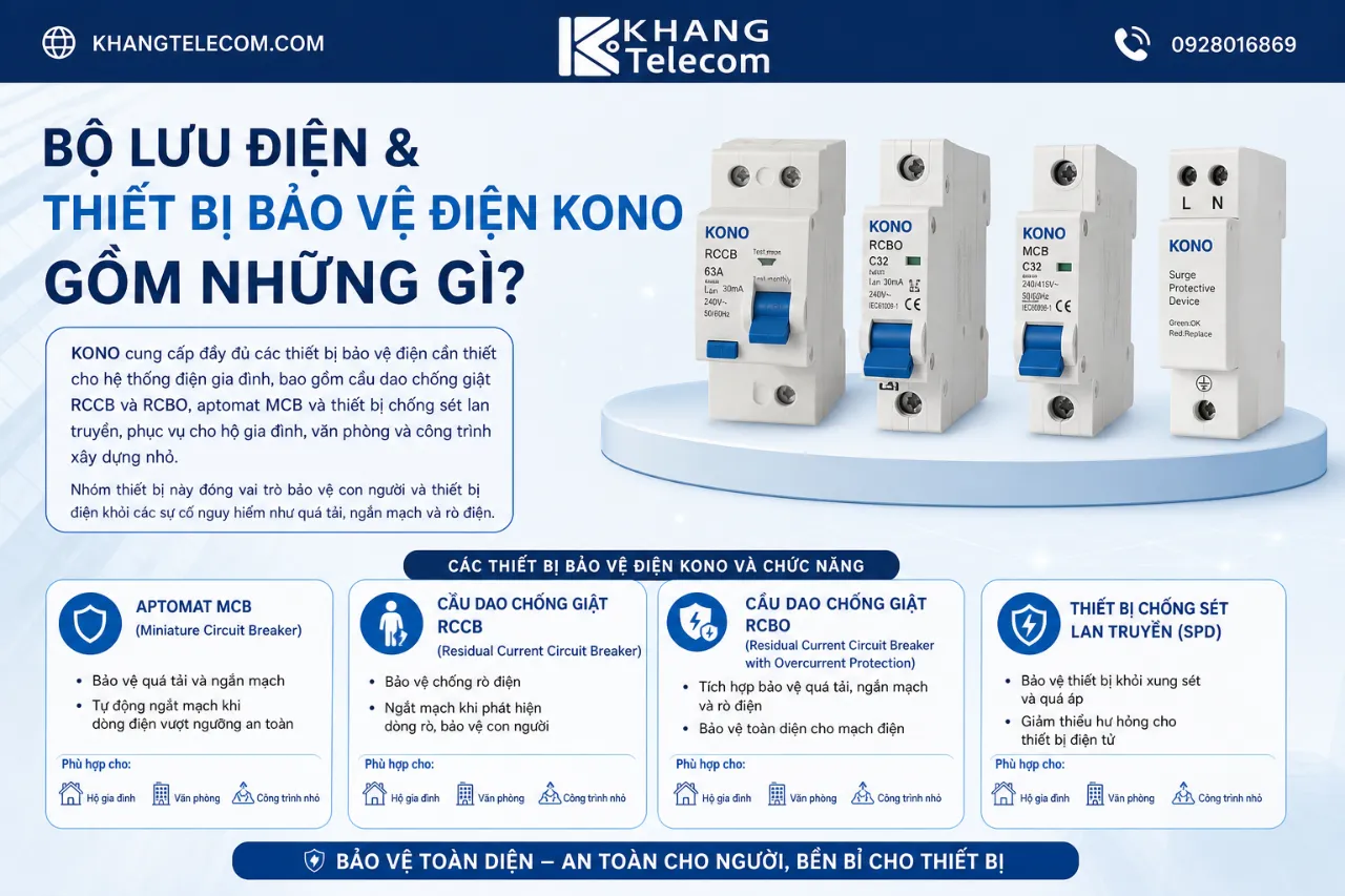 Bộ Lưu Điện & Thiết Bị Bảo Vệ Điện KONO Gồm Những Gì?