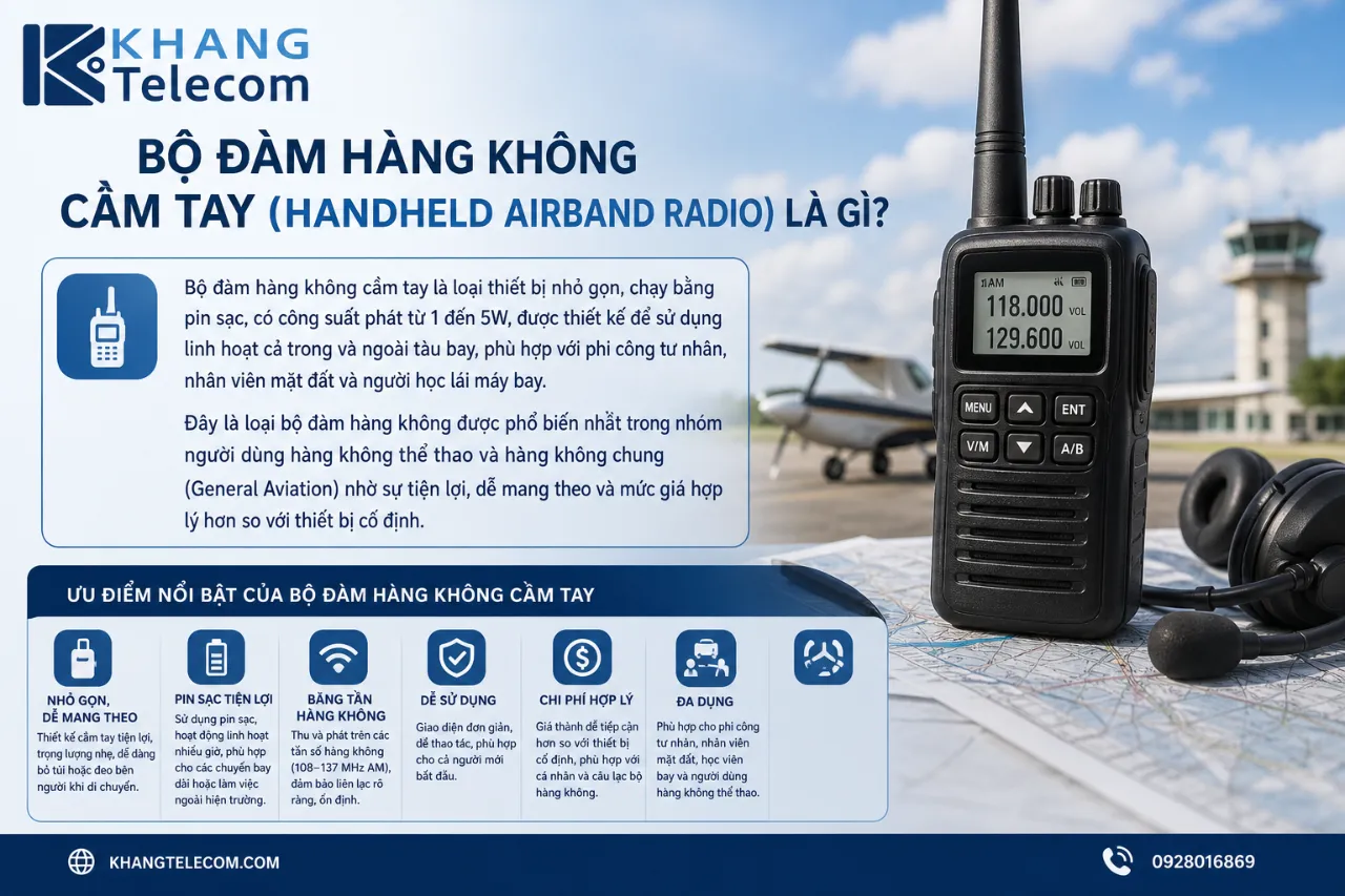 Bộ đàm hàng không cầm tay (Handheld Airband Radio) là gì?