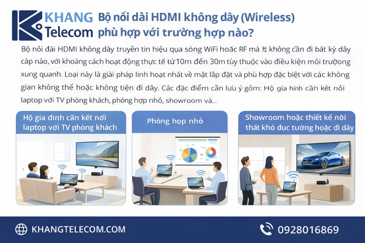 Bộ nối dài HDMI không dây (Wireless) phù hợp với trường hợp nào?
