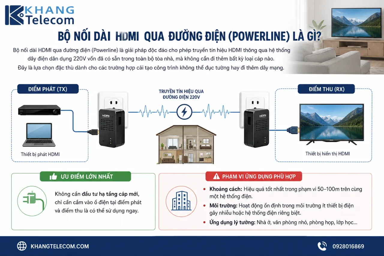 Bộ nối dài HDMI qua đường điện (Powerline) là gì?
