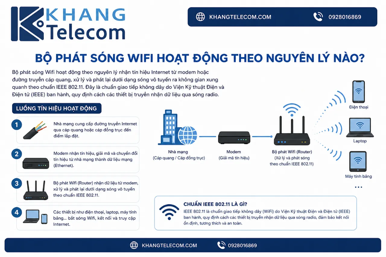 Bộ phát sóng Wifi hoạt động theo nguyên lý nào?