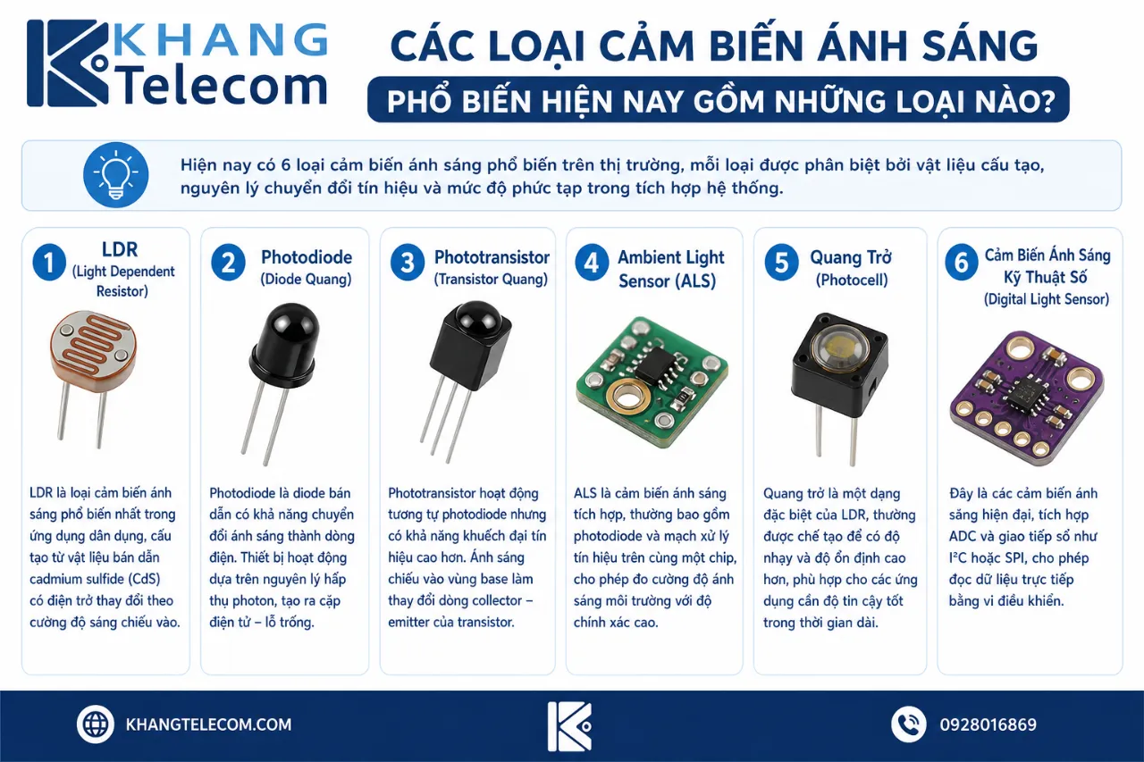 Các Loại Cảm Biến Ánh Sáng Phổ Biến Hiện Nay Gồm Những Loại Nào?