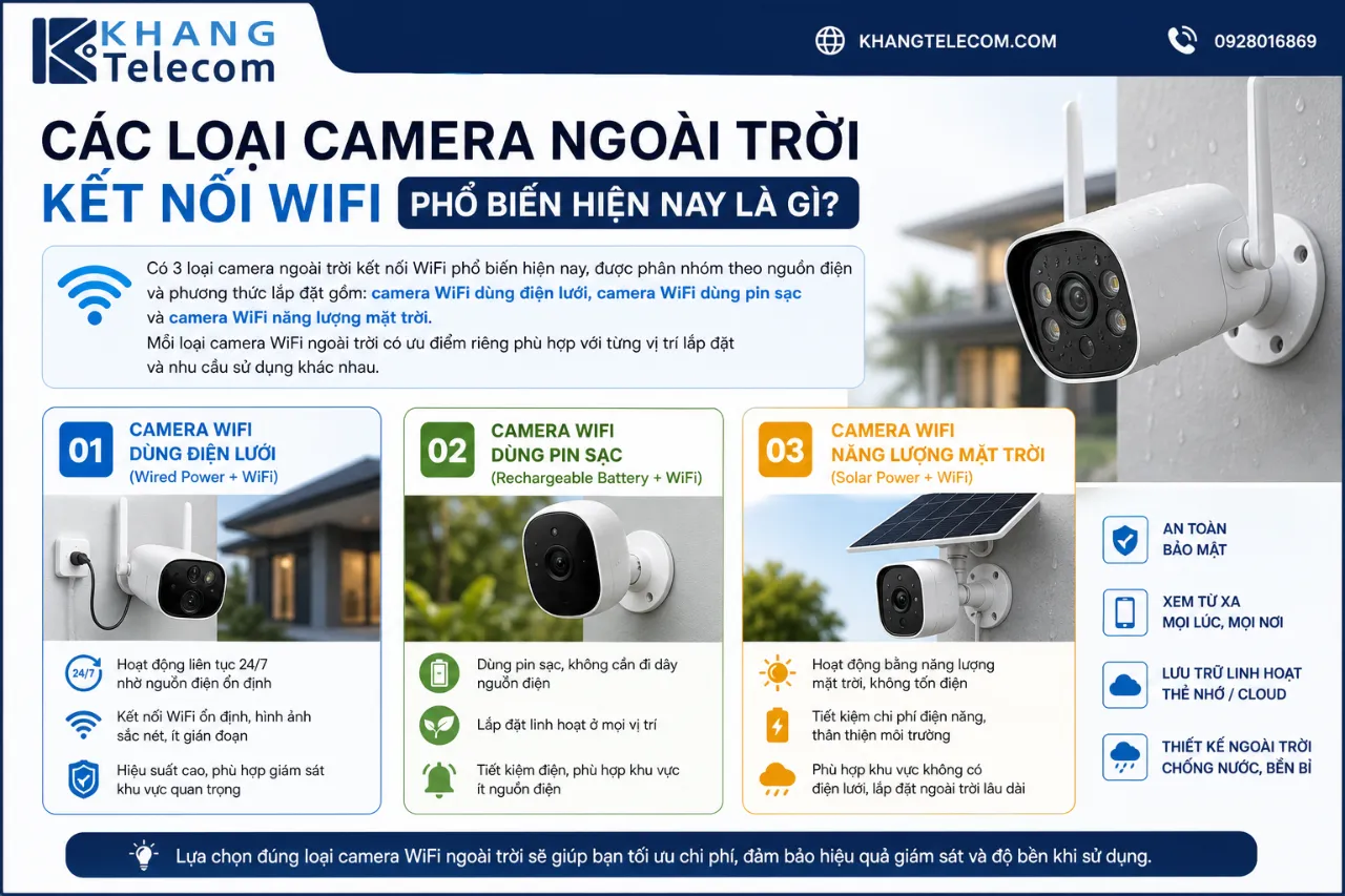 Các Loại Camera Ngoài Trời Kết Nối WiFi Phổ Biến Hiện Nay Là Gì?