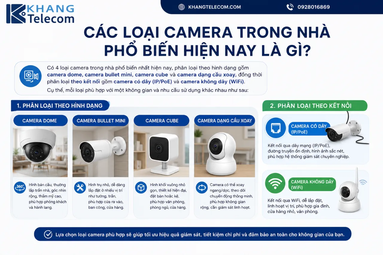 Các Loại Camera Trong Nhà Phổ Biến Hiện Nay Là Gì?