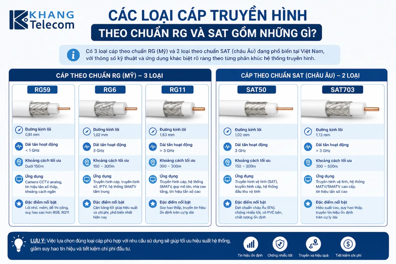 Các Loại Cáp Truyền Hình Theo Chuẩn RG Và SAT Gồm Những Gì?
