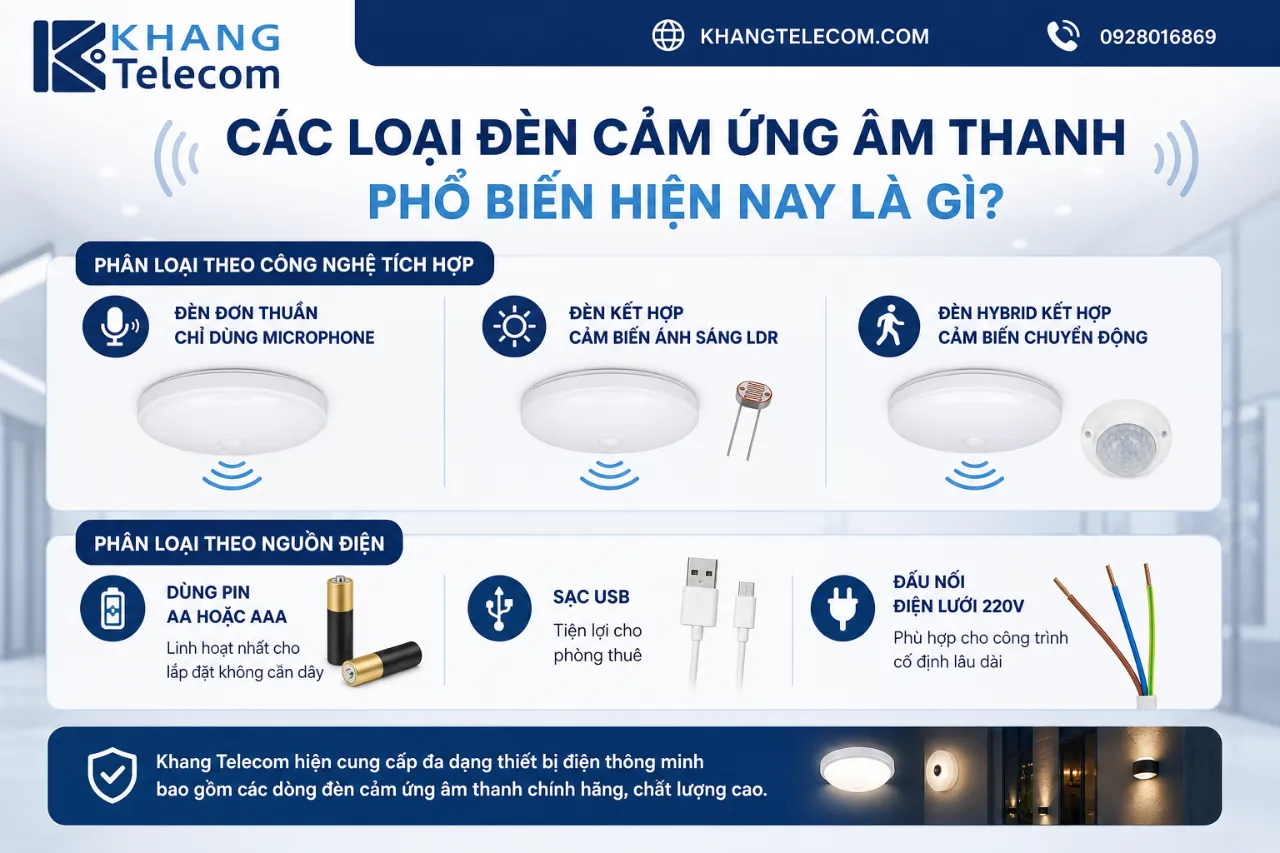 Các Loại Đèn Cảm Ứng Âm Thanh Phổ Biến Hiện Nay Là Gì?