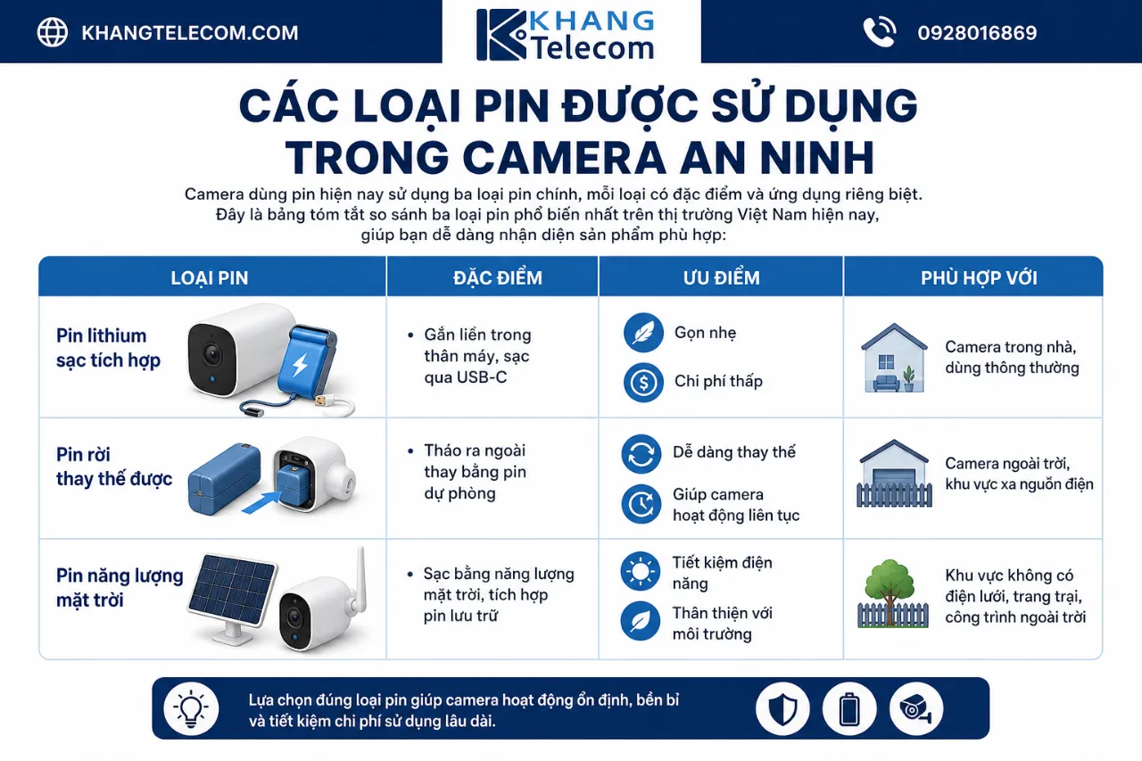 Các Loại Pin Được Sử Dụng Trong Camera An Ninh
