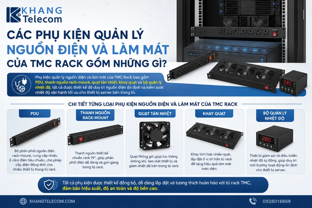 Các Phụ Kiện Quản Lý Nguồn Điện Và Làm Mát Của TMC Rack Gồm Những Gì?