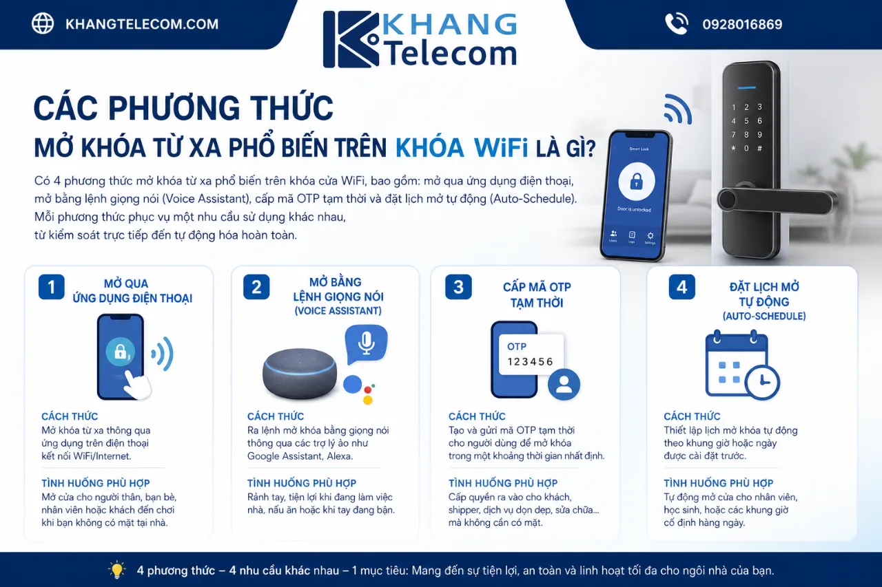 Các Phương Thức Mở Khóa Từ Xa Phổ Biến Trên Khóa WiFi Là Gì?