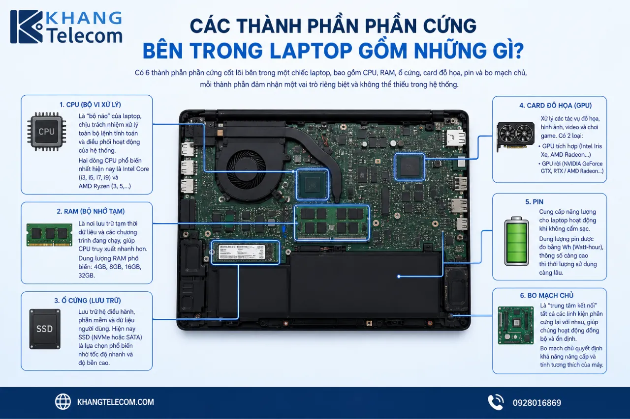 Các Thành Phần Phần Cứng Bên Trong Laptop Gồm Những Gì?