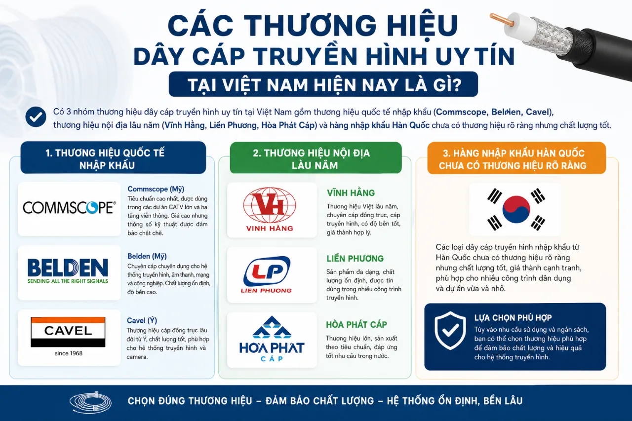 Các Thương Hiệu Dây Cáp Truyền Hình Uy Tín Tại Việt Nam Hiện Nay Là Gì?