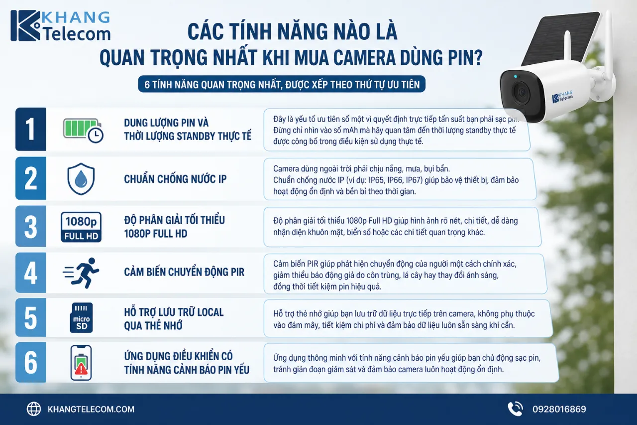 Các Tính Năng Nào Là Quan Trọng Nhất Khi Mua Camera Dùng Pin?