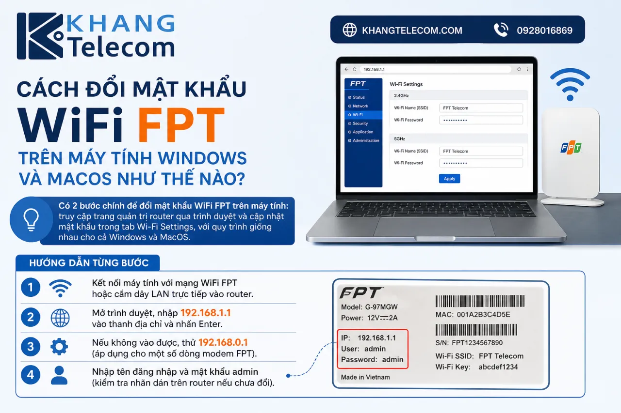 Cách Đổi Mật Khẩu WiFi FPT Trên Máy Tính Windows Và MacOS Như Thế Nào?