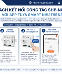Công Tắc Cơ Wifi Tuya SHP-NC-US: App, LED, Đế Chữ Nhật