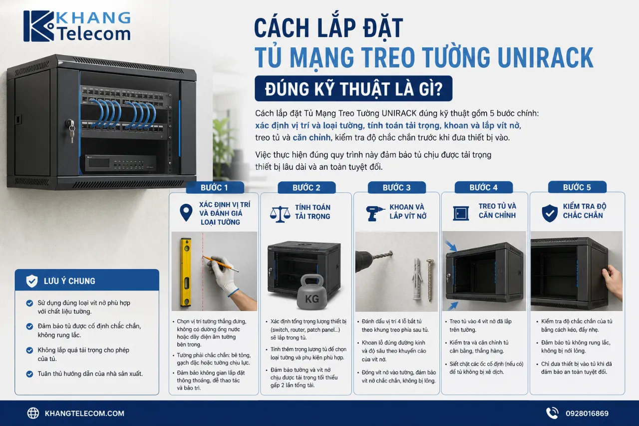 Cách Lắp Đặt Tủ Mạng Treo Tường UNIRACK Đúng Kỹ Thuật Là Gì?