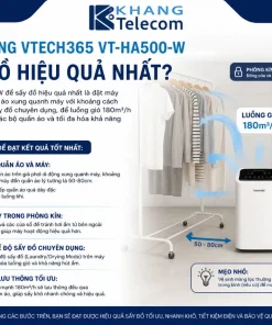 Máy hút ẩm Vtech365 VT-HA500: Chống Nồm, Sấy Đồ, Lọc Khí