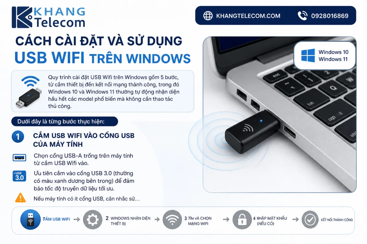 Cách cài đặt và sử dụng USB Wifi trên Windows