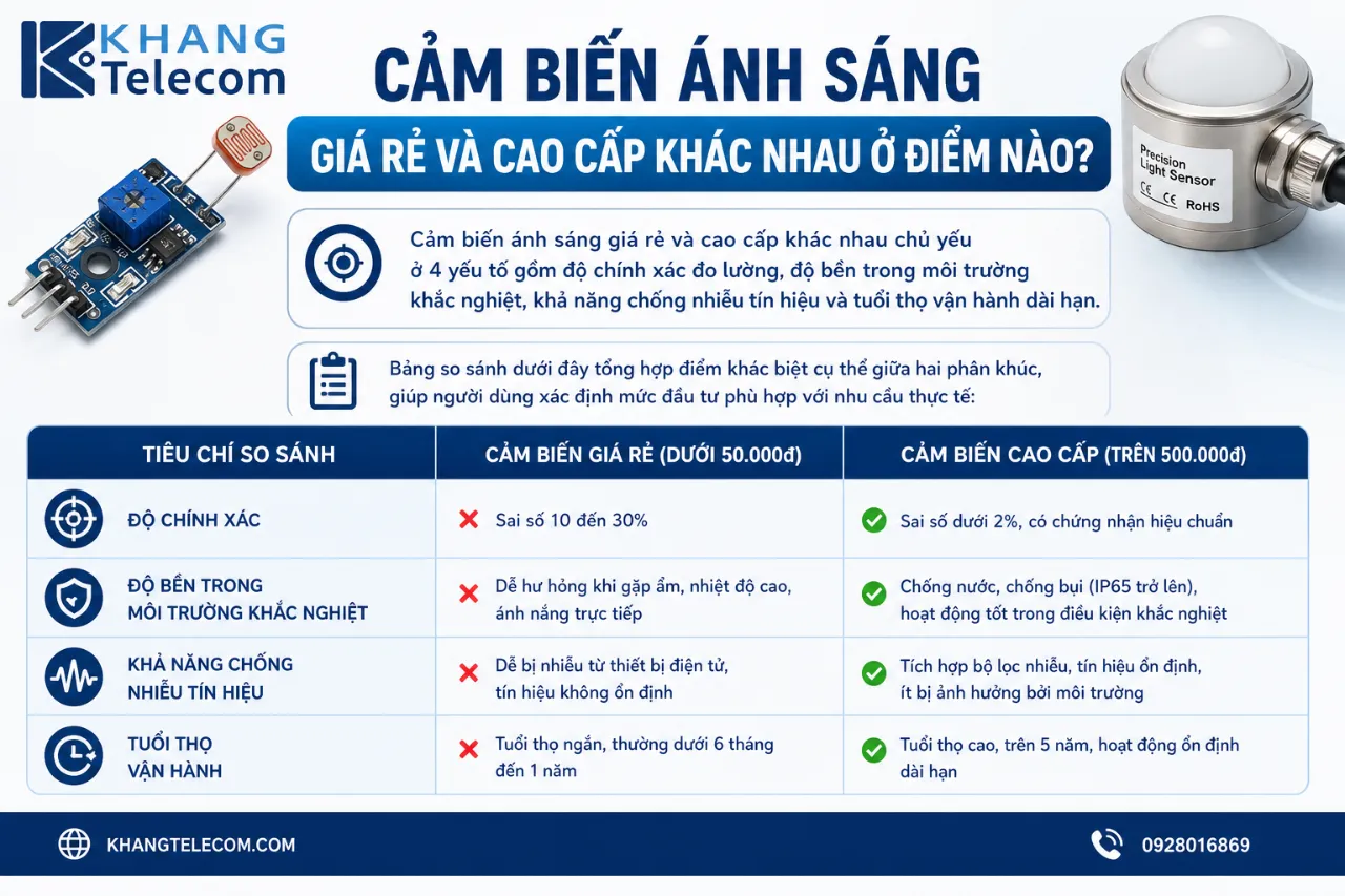 Cảm Biến Ánh Sáng Giá Rẻ Và Cao Cấp Khác Nhau Ở Điểm Nào?