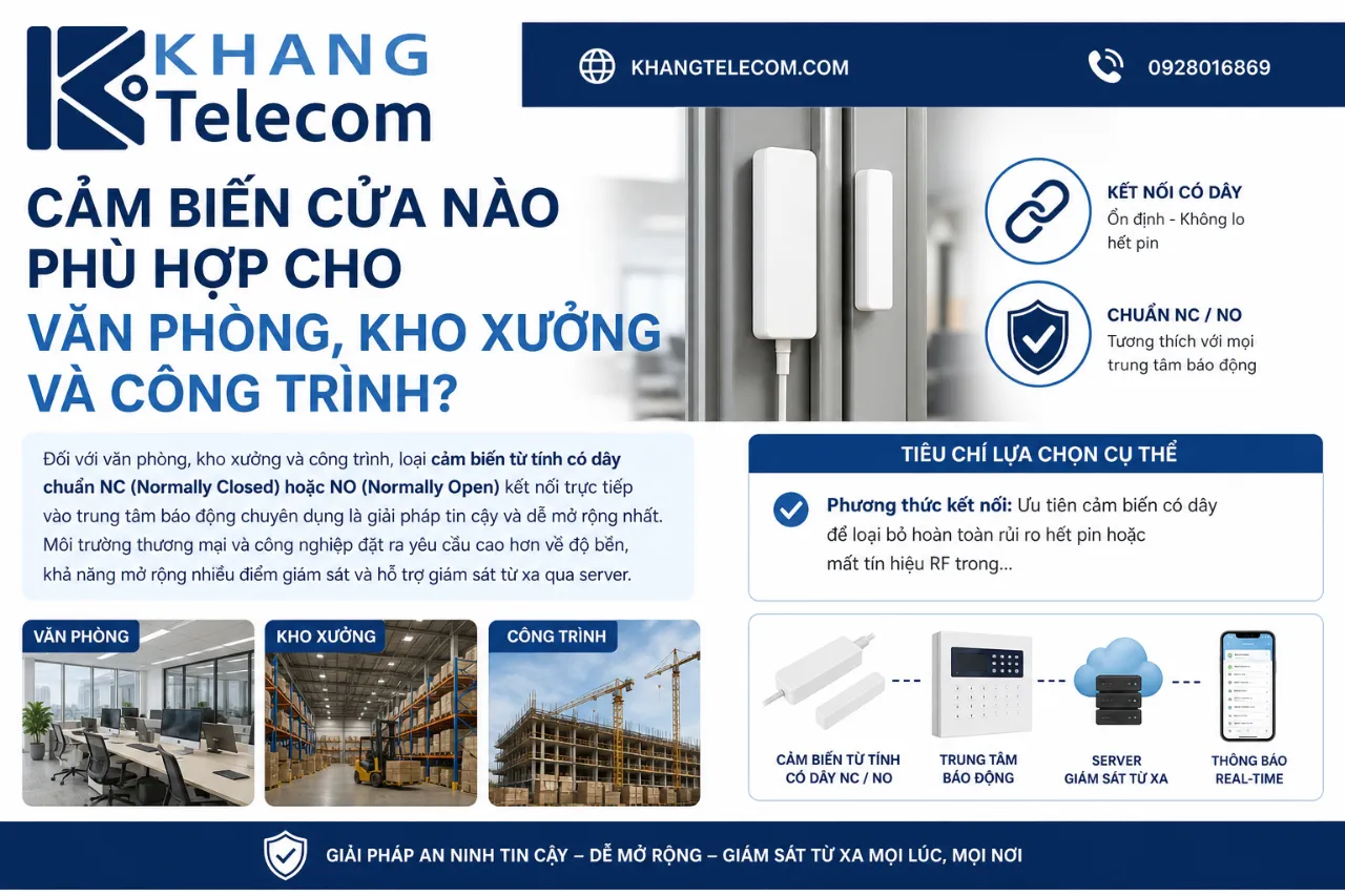 Cảm biến cửa nào phù hợp cho văn phòng, kho xưởng và công trình?